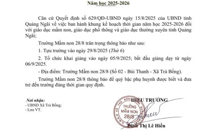 Trường mầm non 28/8 thông báo thời gian tựu trường và tổ chức khai giảng năm học 2025-2026🍀 Trường mầm non 28/8 thông báo thời gian tựu trường và tổ chức khai giảng năm học 2025-2026🍀